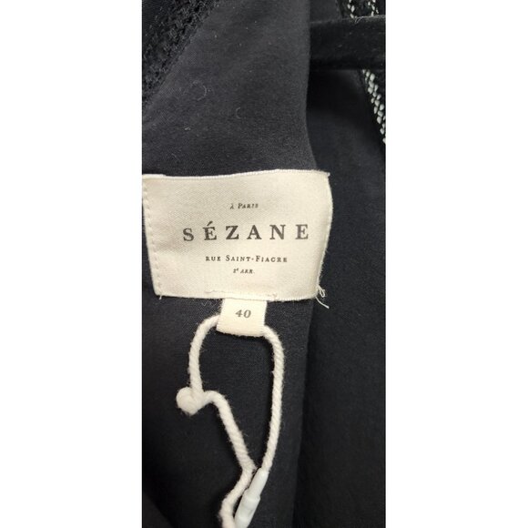 Sézane Black Sleeveless Ruffle V-Neck Dress Size 40 / M Elegant Parisian Style - Picture 9 of 11